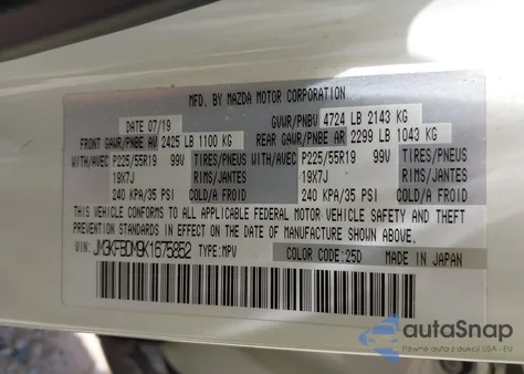 2019 Mazda Cx-5 Grand Touring from USA, damaged, VIN JM3KFBDM9K1675852